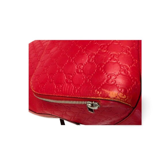 Authentic Red GUCCI Embossed Leather Backpack, Rare Red - Picture 6 of 8